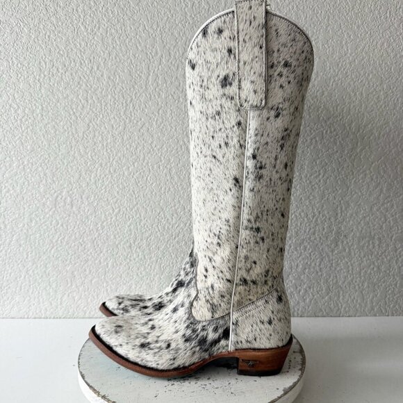 Lane Boots Womens Cowhide Cowboy Boots Tall Black Western Cow Skin Size 7 NEW - Picture 5 of 12